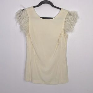 Twelfth street by Cynthia Vincent silk feather cream tank top